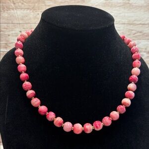Elegant Rhodochrosite Pink Beaded Necklace